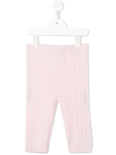 N.peal Babies' Cable-knit Leggings In Pink