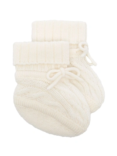 N•peal Babies' Cable-knit Booties In Blue