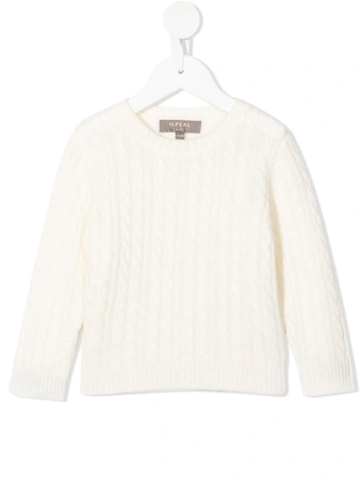N•peal Babies' Cable-knit Sweater In White