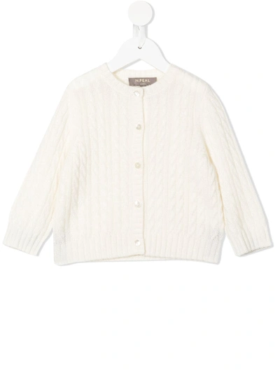 N•peal Babies' Cable-knit Cardigan In White