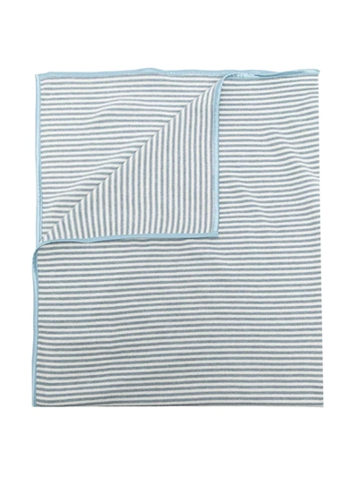 N•peal Striped Organic Cashmere Blanket In Blue