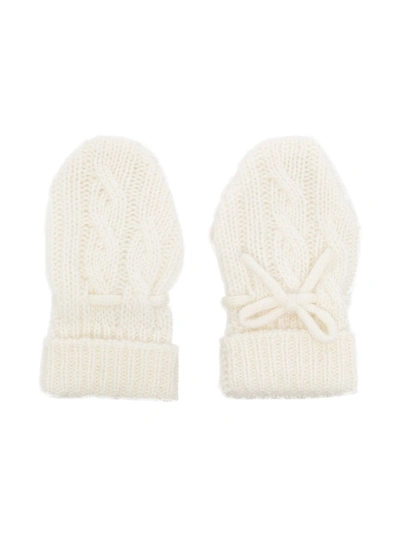 N•peal Kids' Cable-knit Mittens In New Ivory