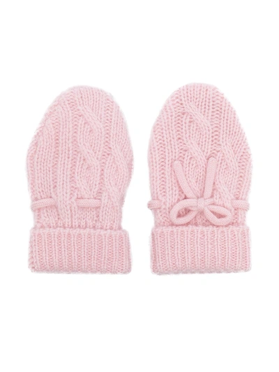 N•peal Kids' Cable-knit Mittens In Pink