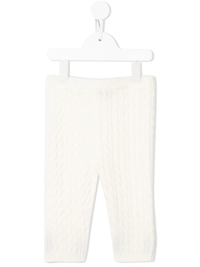 N.peal Babies' Cable-knit Leggings In White