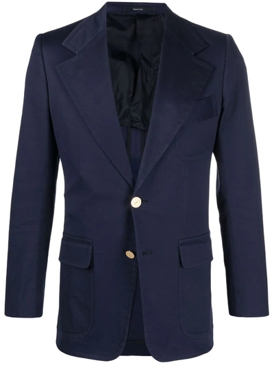 Pre-owned Saint Laurent Notched Lapels Single-breasted Blazer In Blue