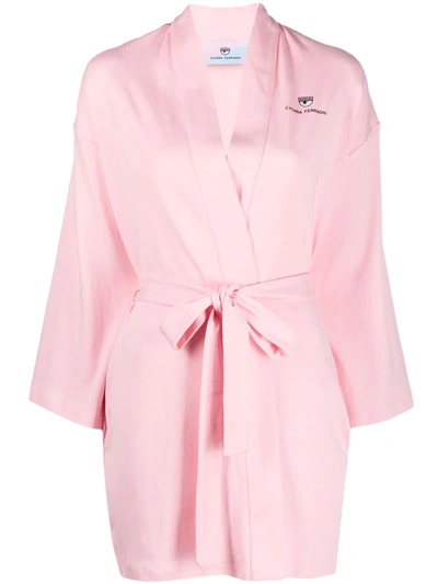 Chiara Ferragni Logo-trim Belt-waist Dressing Gown In Pink