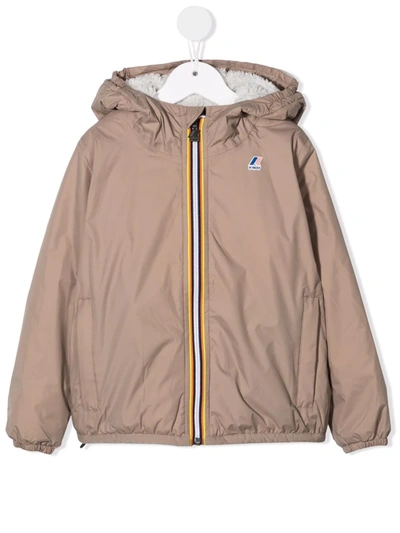 K-way Teen Logo-patch Bomber Jacket In Neutrals