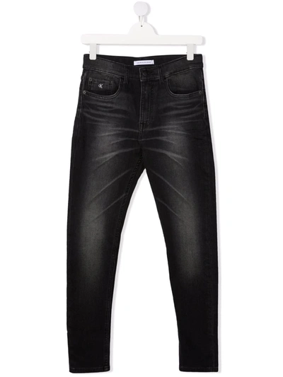 Calvin Klein Teen Slim-cut Denim Jeans In Black
