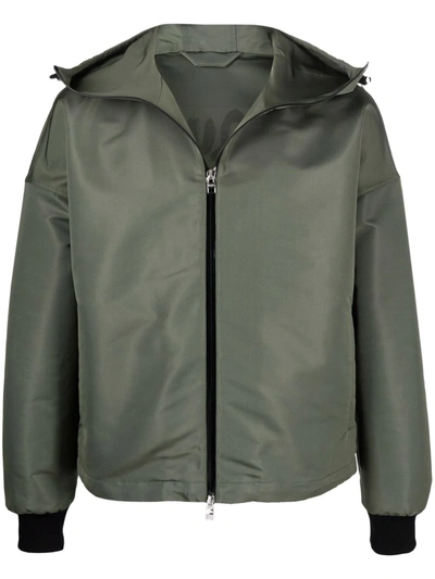 Alexander Mcqueen Green Windbreaker With Logo Print In Grün