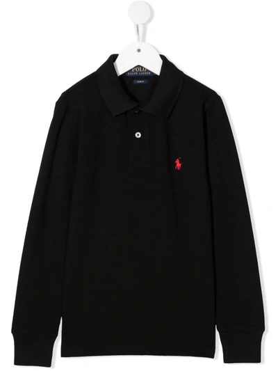 Ralph Lauren Kids' Embroidered-logo Polo Shirt In Black