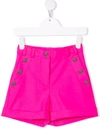 Balmain Kids' Fuschia Pink Virgin Wool Tailored Shorts In Fuchsia