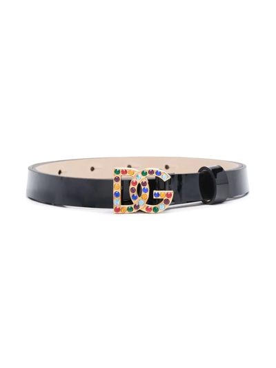 Dolce & Gabbana Kids' Logo-plaque Leather Belt In Black