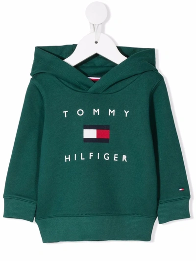Tommy Hilfiger Junior Babies' Organic Cotton Logo Hoodie In Green