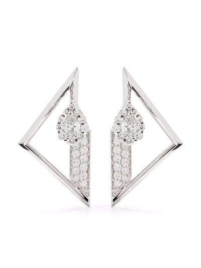 Yeprem 18kt White Gold Diamond Stud Earrings In Silver