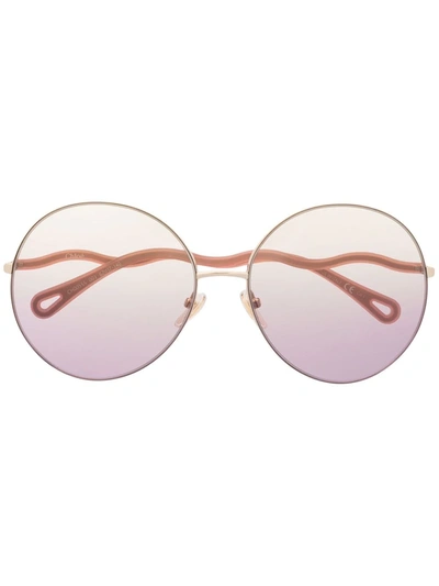 Chloé Circle-frame Sunglasses In Gold