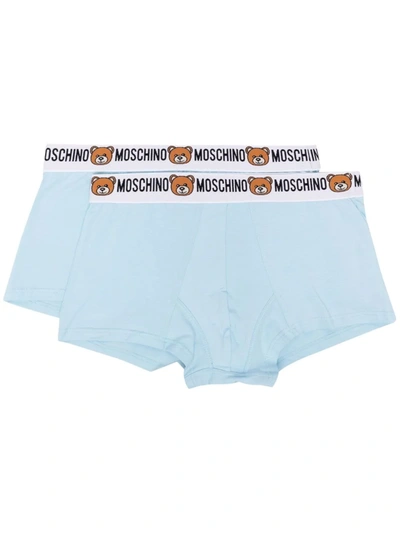 Moschino Two-pack Logo-waistband Boxers In Blue