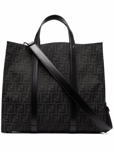 Fendi Ff 经典logo手提包 In Black