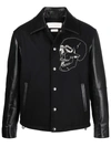 Alexander Mcqueen Skull Embroidered Letterman Jacket In Black