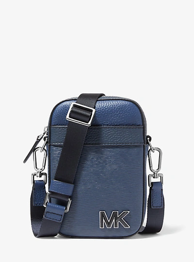 Michael Kors Hudson Color-block Leather Smartphone Crossbody Bag In Blue