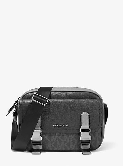 Michael Kors Hudson Large Leather Crossbody Bag In Black