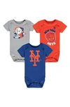 ZZDNU OUTERSTUFF INFANT ROYAL/ORANGE/HEATHERED GRAY NEW YORK METS CHANGE UP 3-PACK BODYSUIT SET,4172913