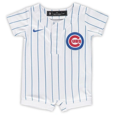 NIKE NEWBORN & INFANT NIKE WHITE CHICAGO CUBS OFFICIAL JERSEY ROMPER,3758523