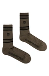 Alexander Mcqueen Stripe Skull Socks In Khaki/ Black