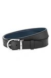 Montblanc Horseshoe Shiny Stainless Steel Buckle Reversible Belt In Black Blue