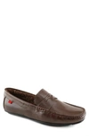 Marc Joseph New York Prospect Park Genuine Shearling Lined Driving Shoe In Brown Grainy