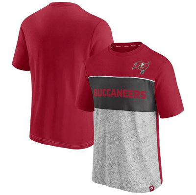 Fanatics Branded Red/heathered Gray Tampa Bay Buccaneers Colorblock T-shirt In Red,heathered Gray