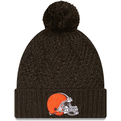 New Era Women's Brown Cleveland Browns Brisk Cuffed Knit Hat With Pom