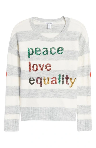 Nordstrom Kids' Merry Sparkle Sweater In Ivory- Grey Stripe Love