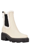 Calvin Klein Anissa Faux Shearling Chelsea Bootie In Ivory