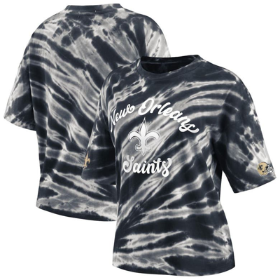Wear By Erin Andrews Women's  Black New Orleans Saints Tie-dye T-shirt