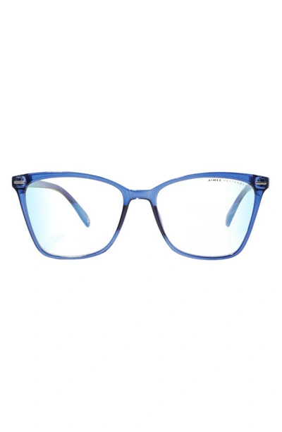 Aimee Kestenberg Stanton 55mm Square Blue Light Blocking Glasses In Crystal Navy