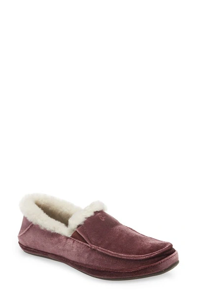 Olukai Kuuna Lanui Genuine Shearling Slipper In Red Ginger/ Red Ginger