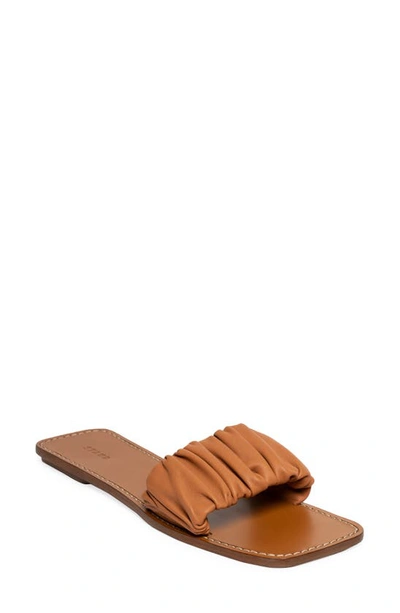 Staud Nina Ruched Slide Sandal In Tan