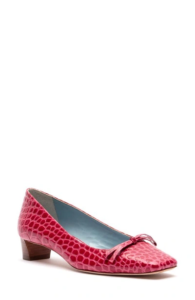 Frances Valentine Mary Croc Embossed Pump In Berry | ModeSens display picture 1