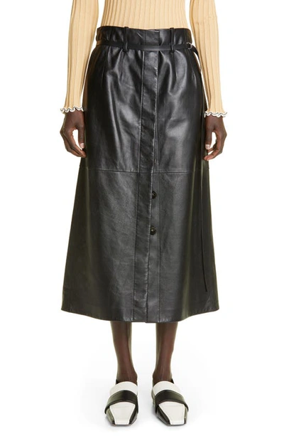 Proenza Schouler Belted Leather Midi Skirt In Black