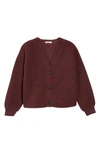 Madewell Resourced Faux Shearling Crop Cardigan In Dark Fig