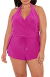 Magicsuitr Bianca One-piece Romper Swimsuit In Hibiscus Pink