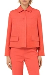 Akris Maureen Bicolor Double Face Cashmere Crop Jacket In Hibiscus