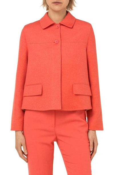 Akris Maureen Bicolor Double Face Cashmere Crop Jacket In Hibiscus