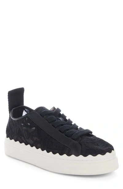 Chloé Lauren Logo Lace Platform Sneaker In Black