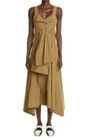 Proenza Schouler Asymmetric Poplin Sundress In Mushroom