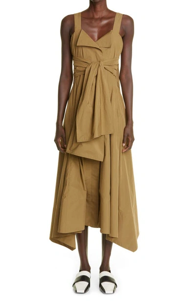 Proenza Schouler Asymmetric Poplin Sundress In Mushroom