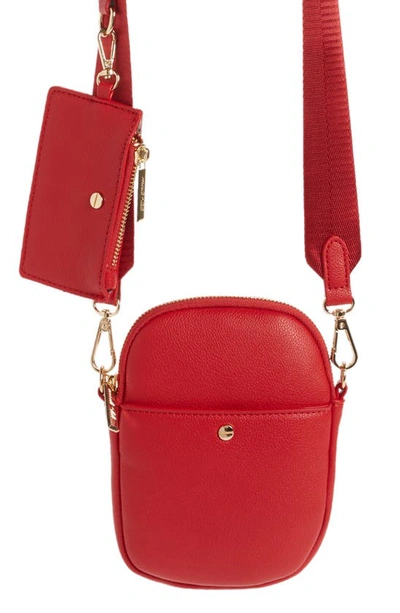Mali + Lili Jojo Water Resistant Vegan Leather Crossbody Bag In Red