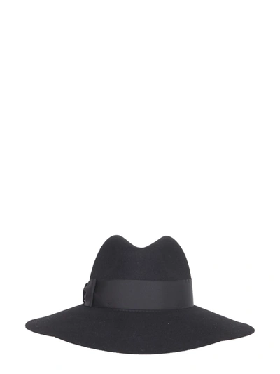 Borsalino Sophie Velvet Brimmed Hat In Black