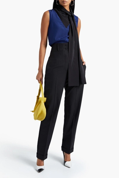 Roksanda Medea Grain De Poudre Wool Tapered Trousers In Black