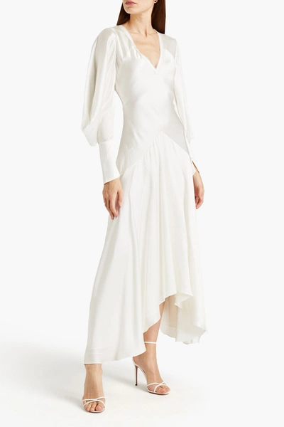 Roksanda Gathered Hammered Silk-satin Midi Dress In Ivory